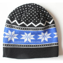 Custom Made Logo Acrylique Jacquard Knit Winter Sports Snow Beauté quotidienne en laine